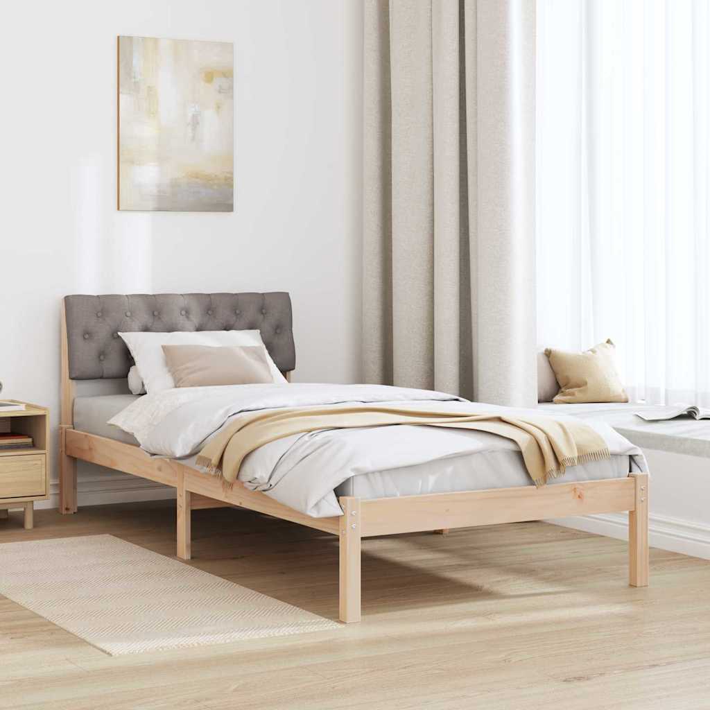 Bettgestell Braun und hellgrau 200 x 200 cm Massivholz Kiefer