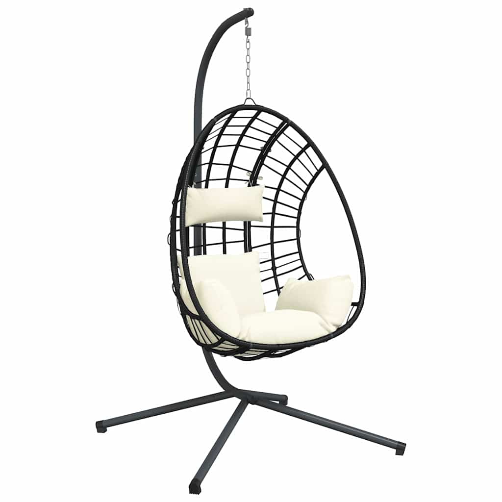 Hängesessel Ei-Design mit Ständer Anthrazit Rattan und Stahl