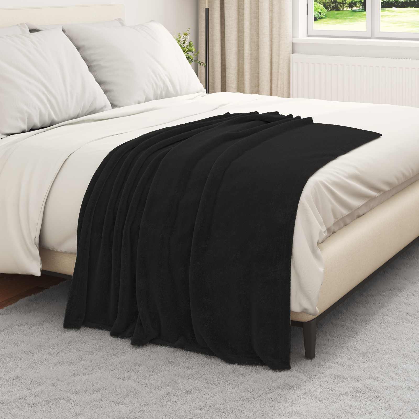 Überwurfdecke Beige 130 x 150 cm Fleece