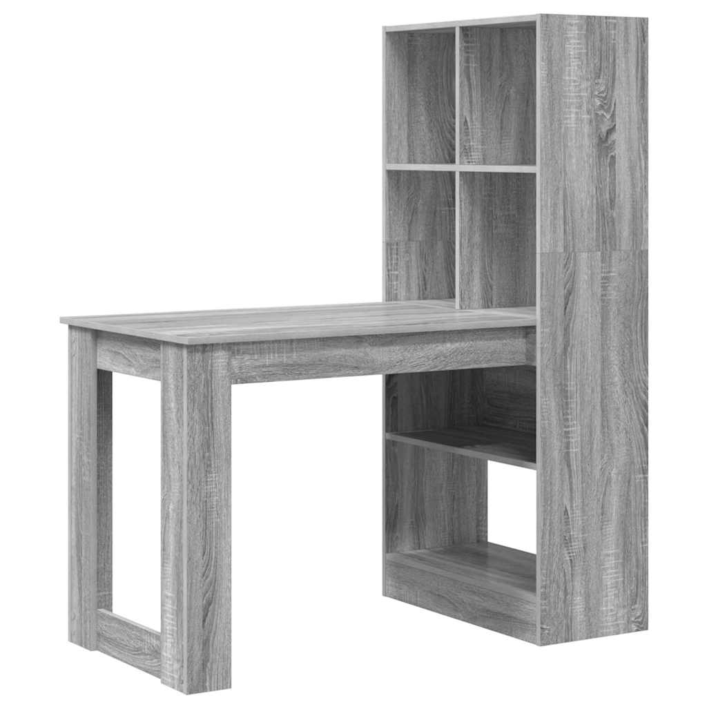 Schreibtisch mit Regal Schwarz Eichen-Optik 122 x 67 x 145 cm