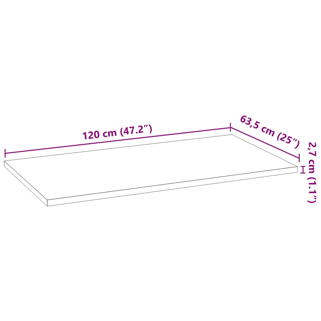 Küchenarbeitsplatte 40x63,5x2,7 cm Massivholz Eiche Rechteckig