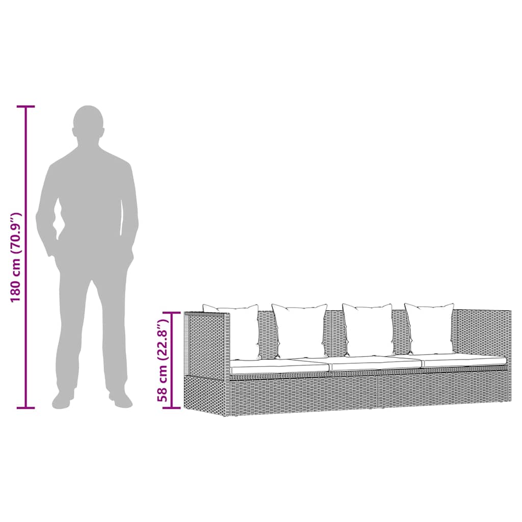 Garten-Sofabett 200x60 cm Poly Rattan Grau