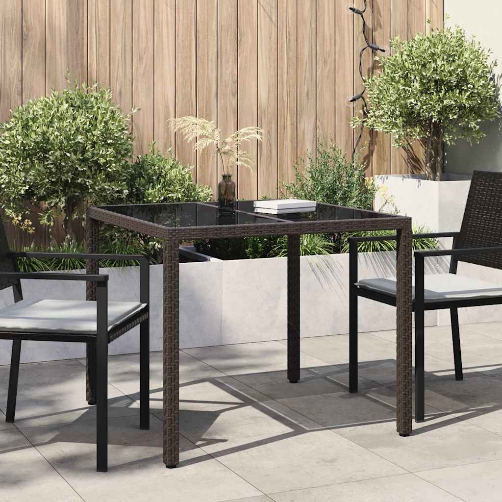 Gartentisch 150x90x75 cm Hartglas und Poly Rattan Grau