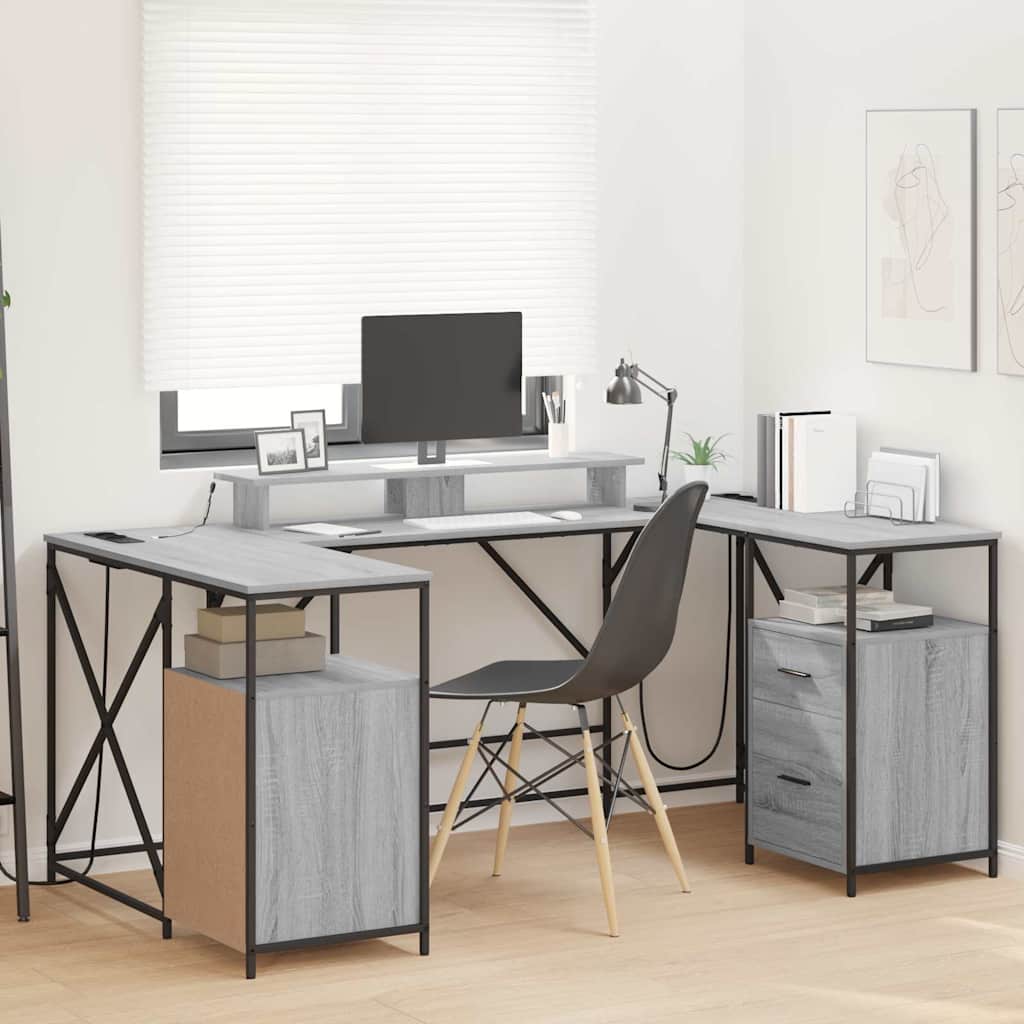 Schreibtisch mit Regal Schwarz Eichen-Optik 182 x 101 x 87,5 cm