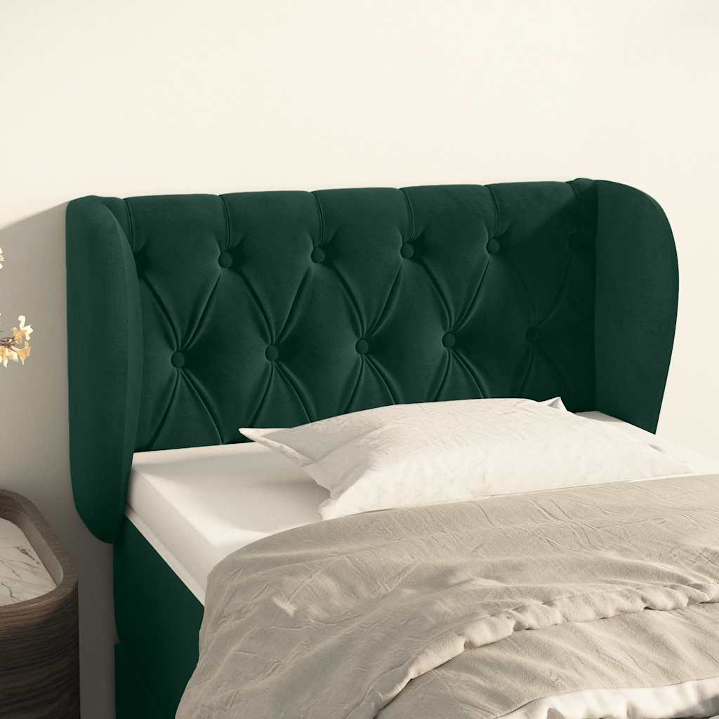Kopfteil mit Ohren Dunkelblau 93x23x78/88 cm Samt