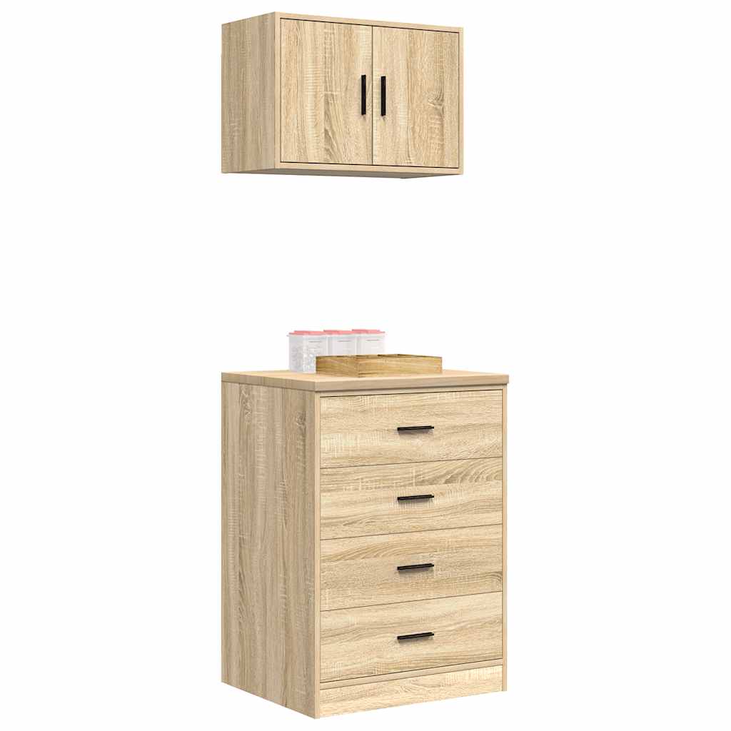 Garagenschränke 2 Stk. Schwarz Holzwerkstoff