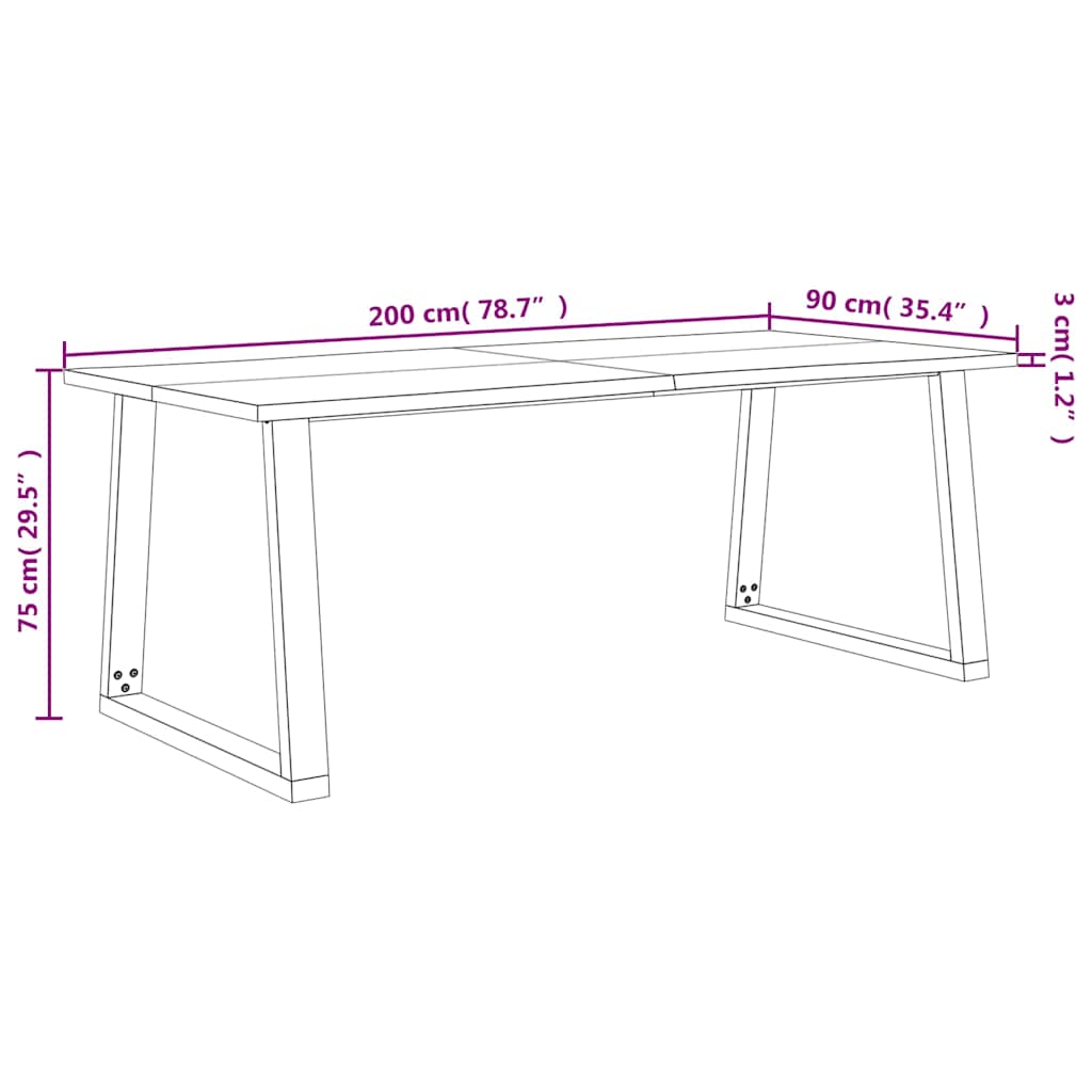Esstisch Baumkante 140x80x75 cm Massivholz Akazie