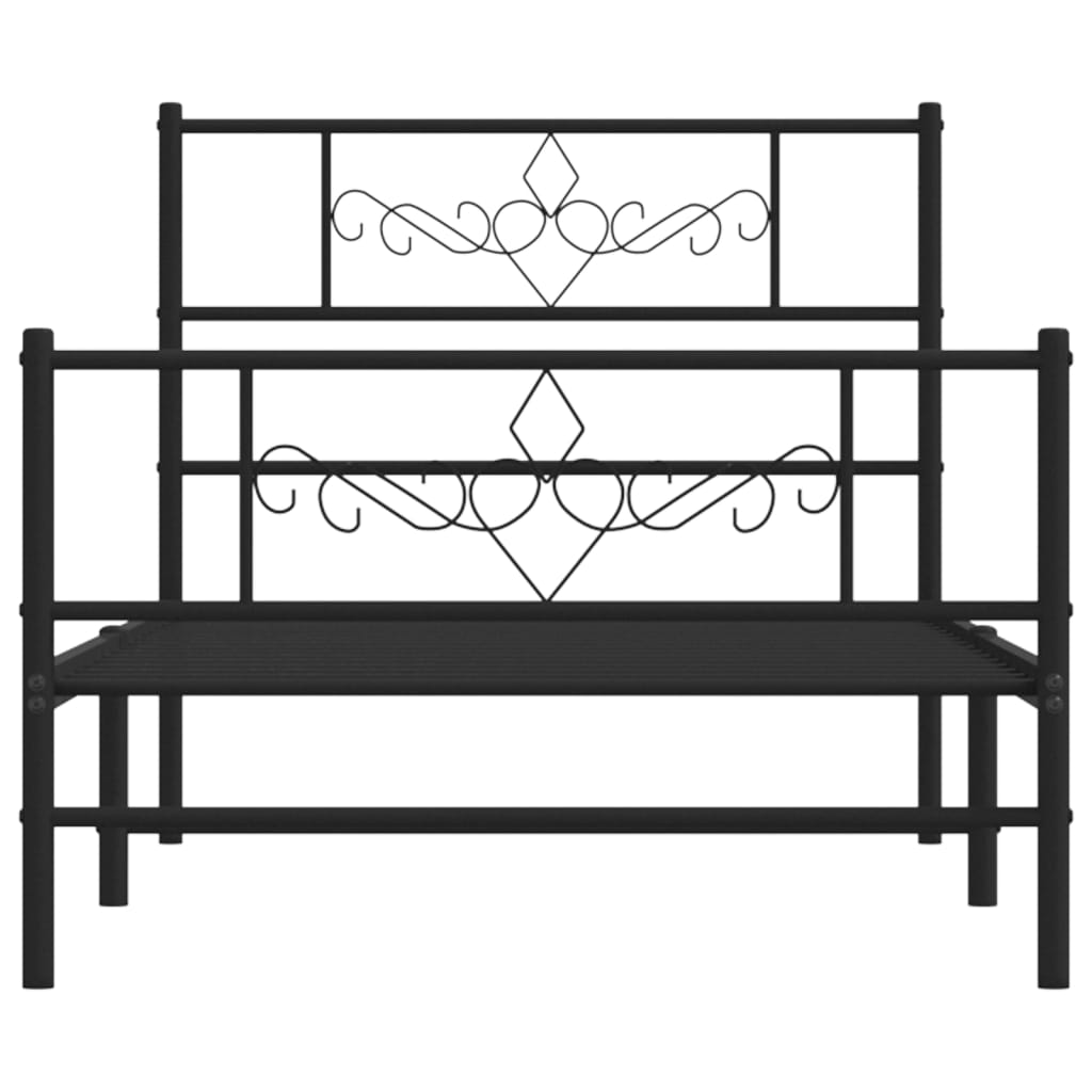 Bettgestell mit Kopfteil Metall Schwarz 100x190 cm
