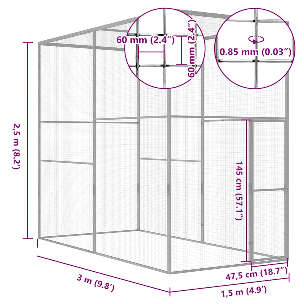 Katzenkäfig 1,5x1,5x1,5 m Verzinkter Stahl