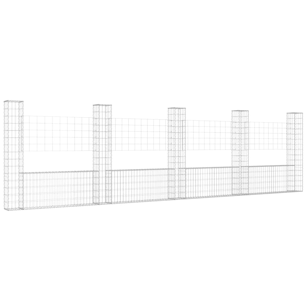 Gabionenkorb U-Form mit 2 Säulen Eisen 140x20x150 cm