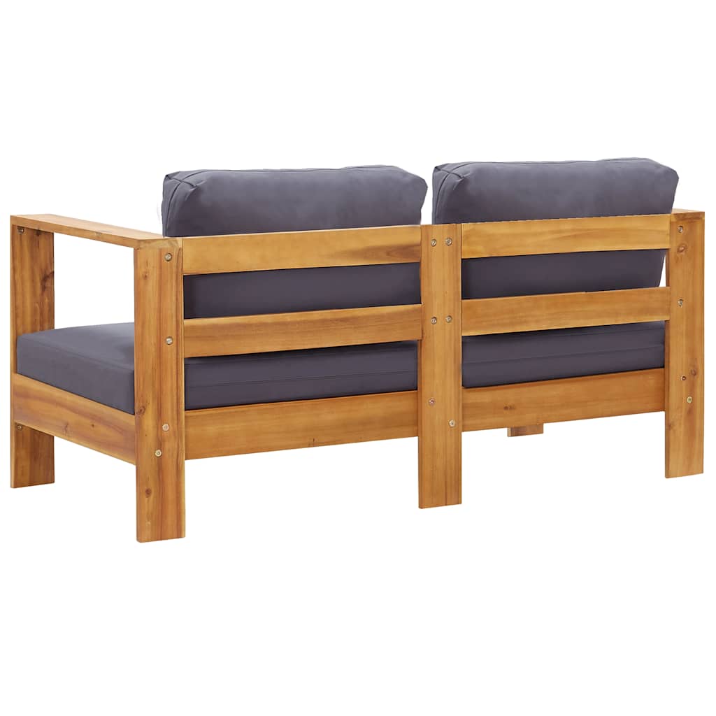 2-tlg. Garten-Lounge-Set mit Cremeweißen Kissen Akazienholz