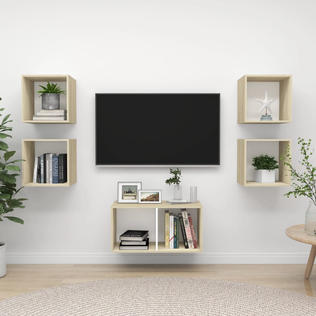 5-tlg. TV-Schrank-Set Grau Holzwerkstoff