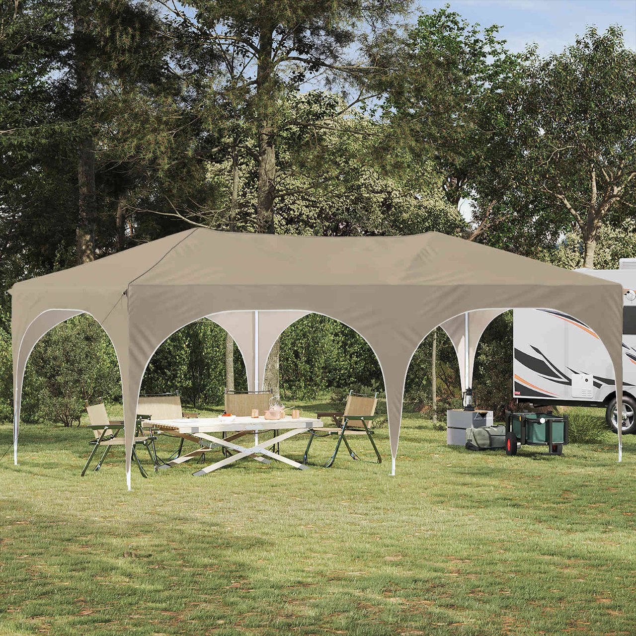 Pop-up Partyzelt 575 x 288 x 245 cm Creme Oxford-Stoff