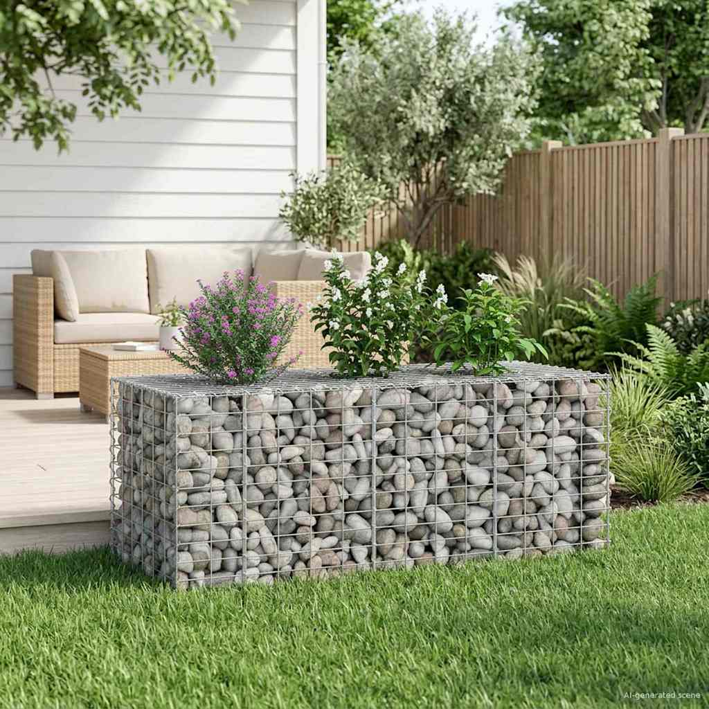 Gabionen Hochbeet 2 pcs Silber 260 x 60 x 55 cm