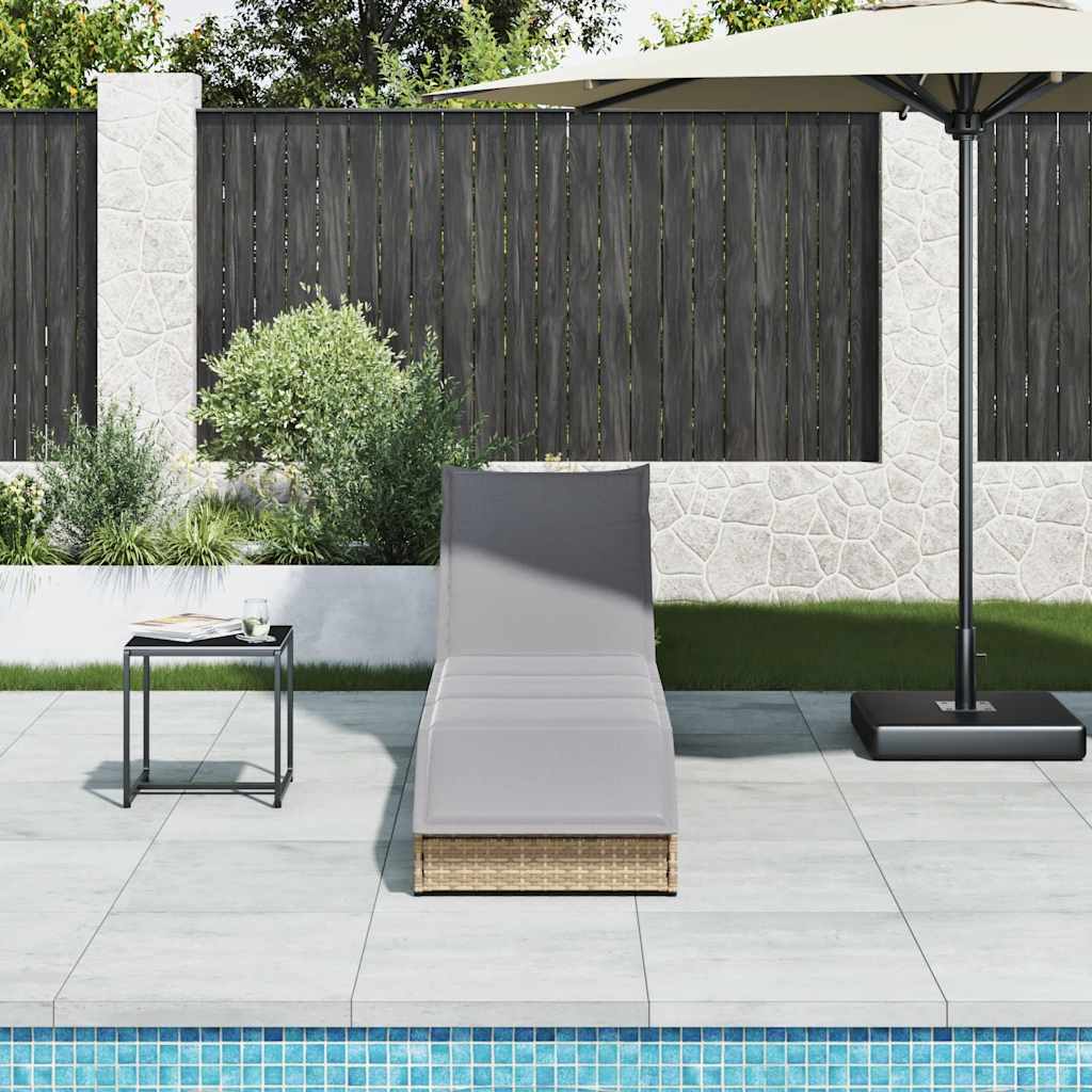 Klappliege mit Auflage und Stauraum Schwarz Poly-Rattan
