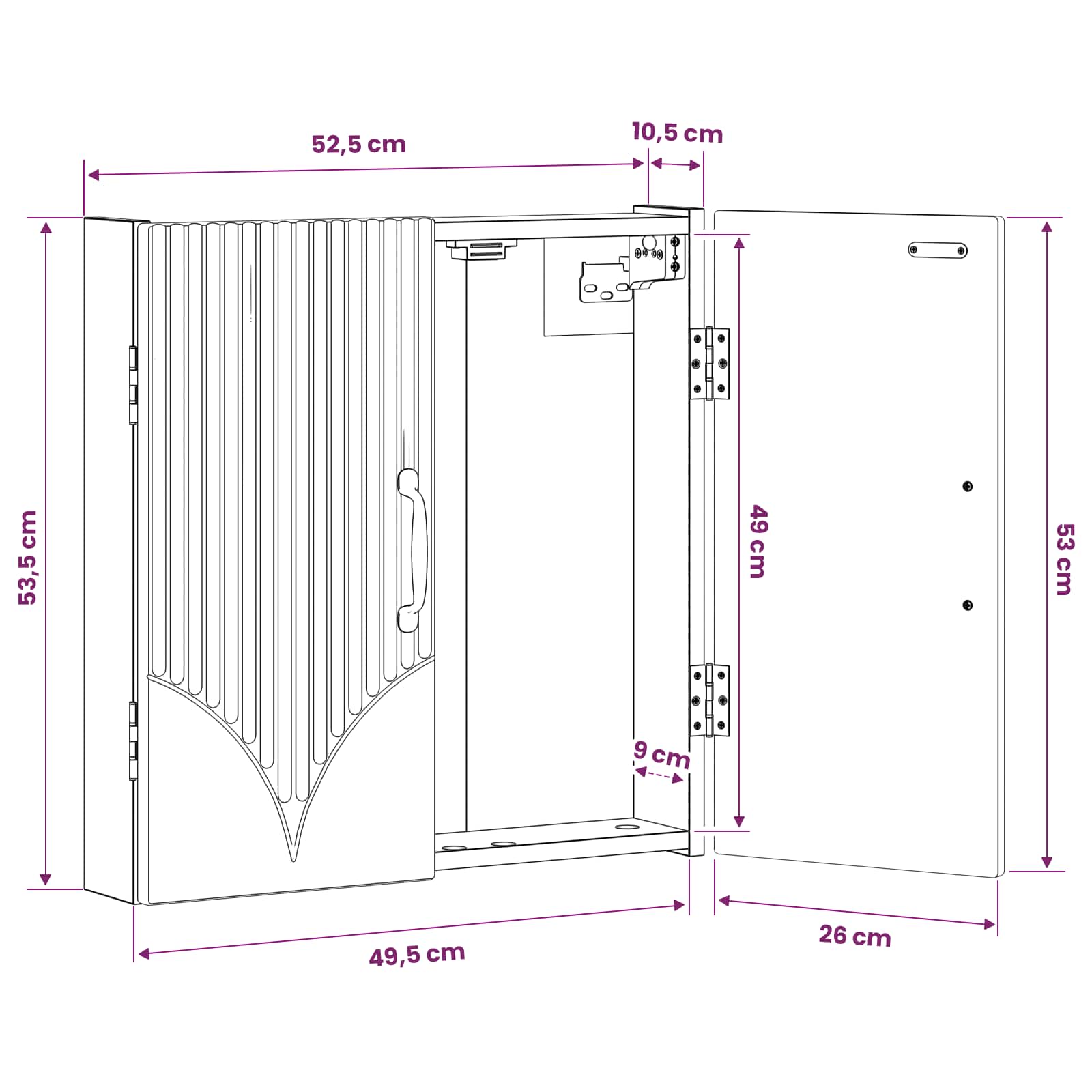 Dartboard Schrank HOORN Weiß 52,5 x 10,5 x 53,5 cm