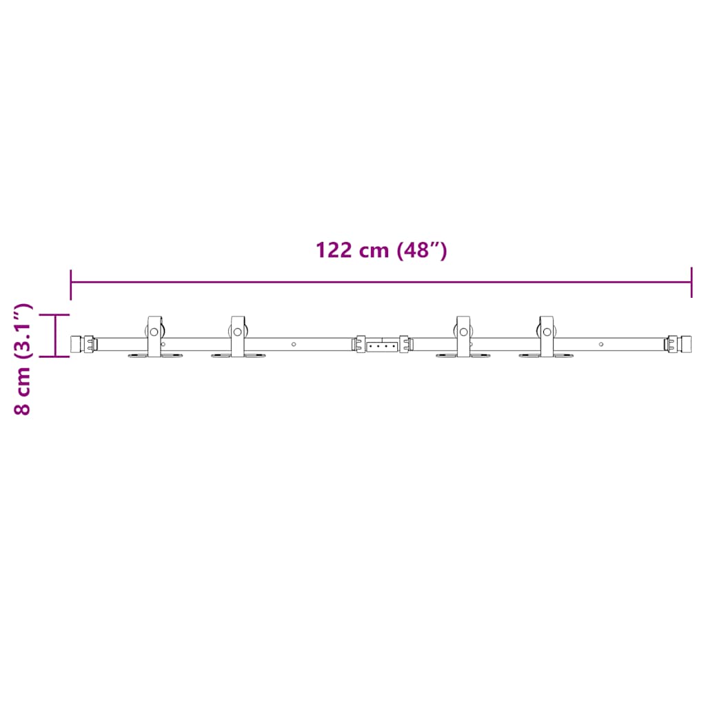 Schiebetürbeschlag Set für Schranktüren 91 cm Karbonstahl