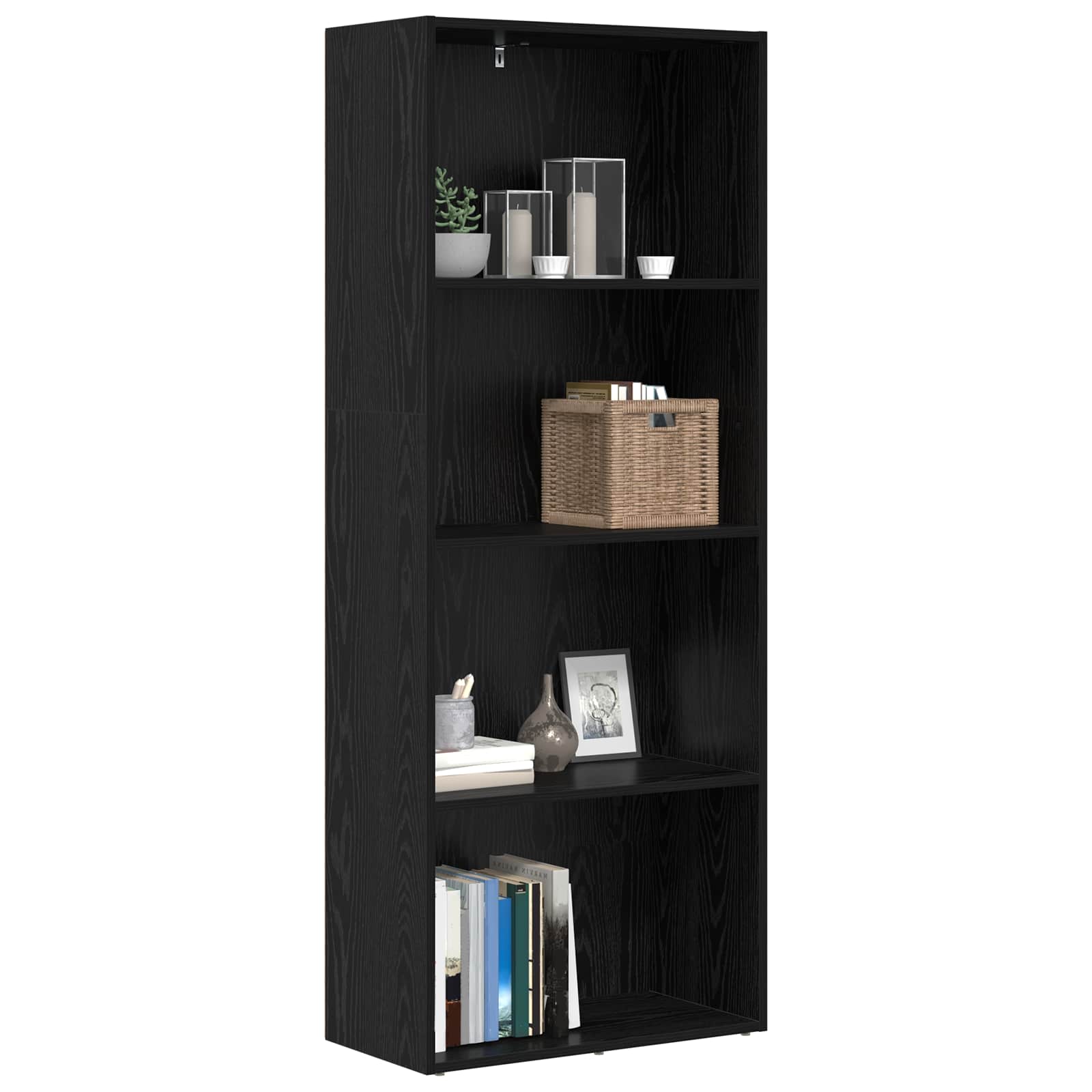 Bücherregal Schwarz Eichen-Optik 80x30x189 cm Holzwerkstoff