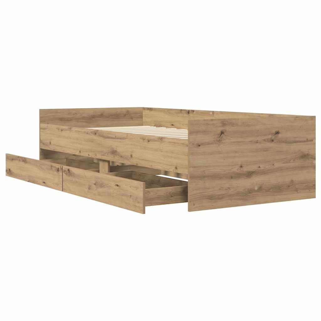 Bett mit Schubladen Braun Eiche-Optik 75x190 cm