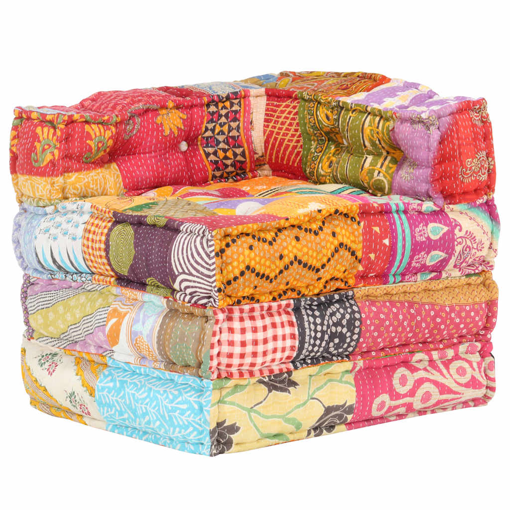 2-Sitzer Modularer Pouf Patchwork Stoff