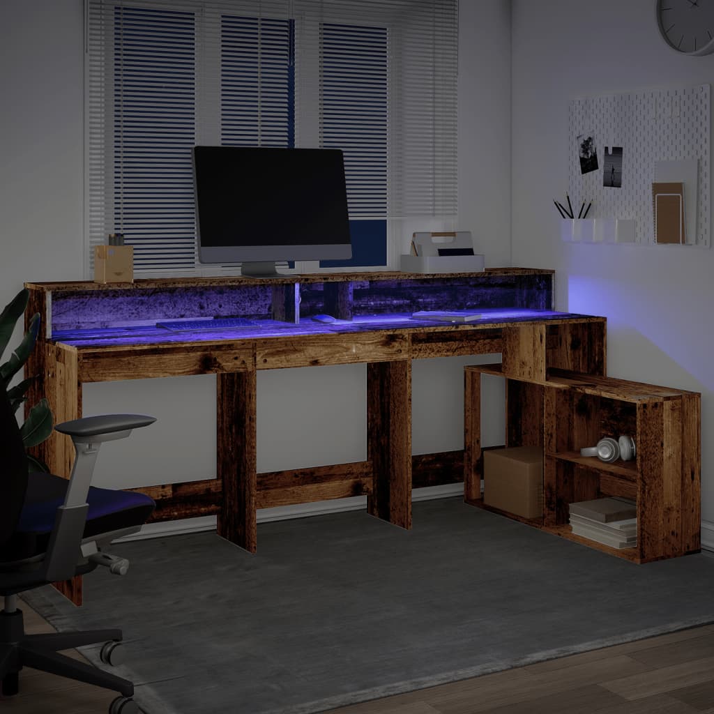 LED-Schreibtisch Weiß 200x104x91 cm Holzwerkstoff