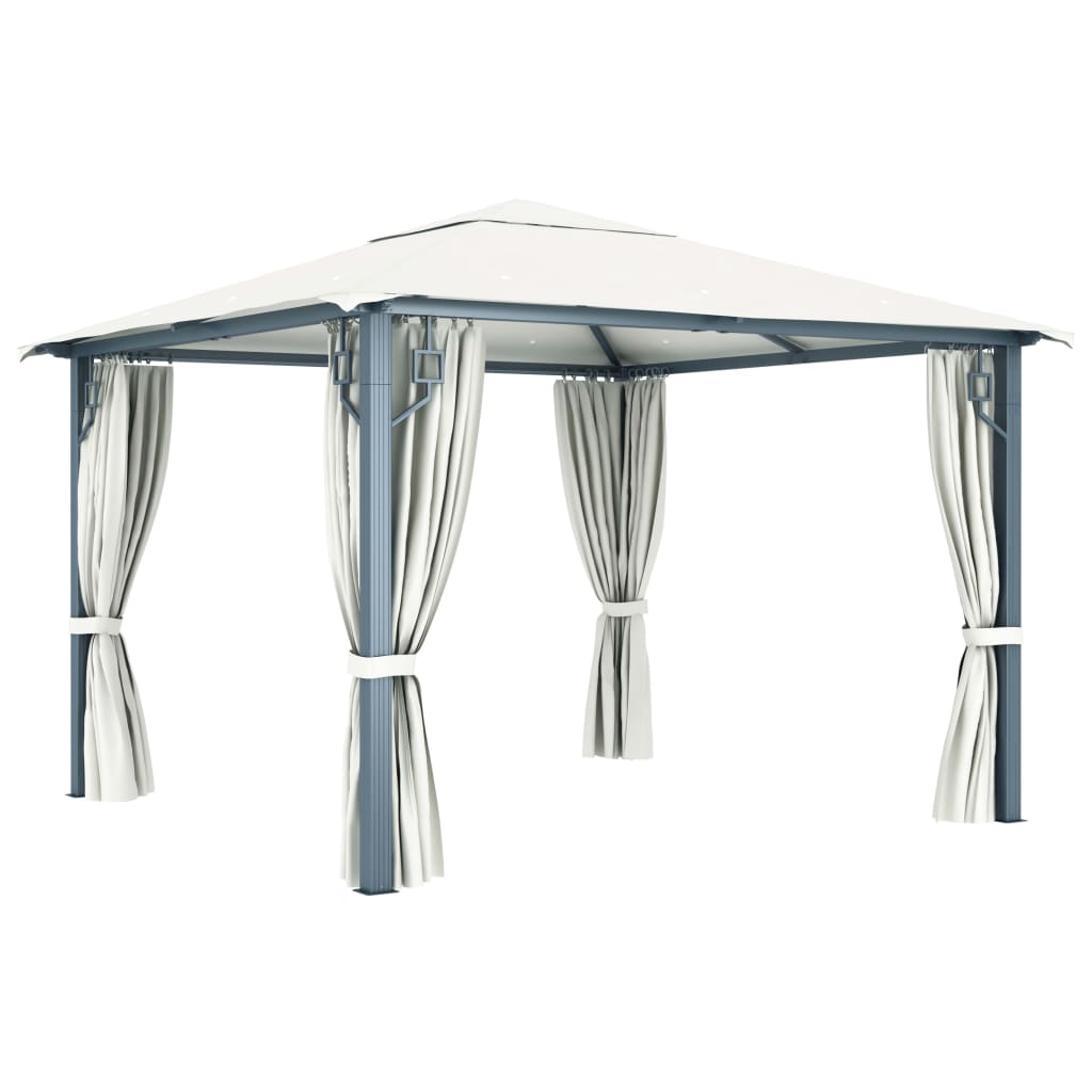 Pavillon mit Vorhang 300x300 cm Taupe Aluminium