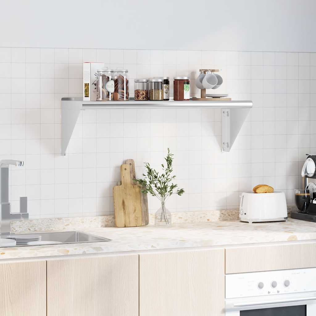 Wandregal 100x45x31 cm Silbern Edelstahl