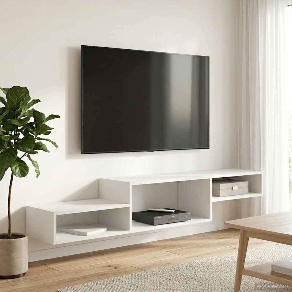 Wandmontierter TV-Schrank Wandhalterung Weiß 150 x 28 x 26 cm