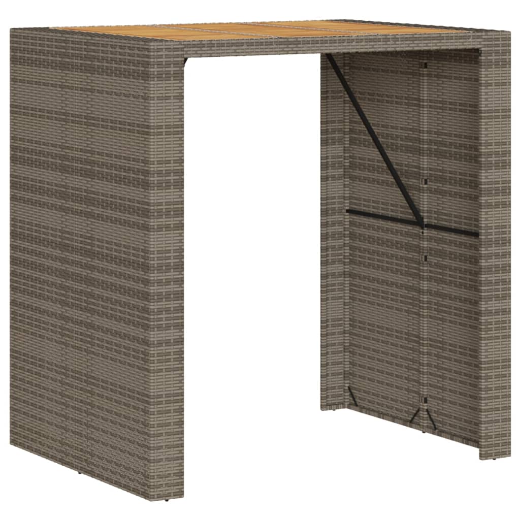 Garten-Bartisch mit Holzplatte Schwarz 105x80x110 cm Polyrattan