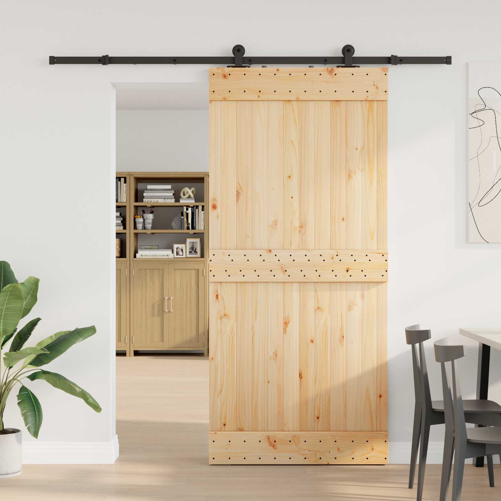 Schiebetür NARVIK Natürlich und Schwarz 70 x 210 cm (213,5 cm)