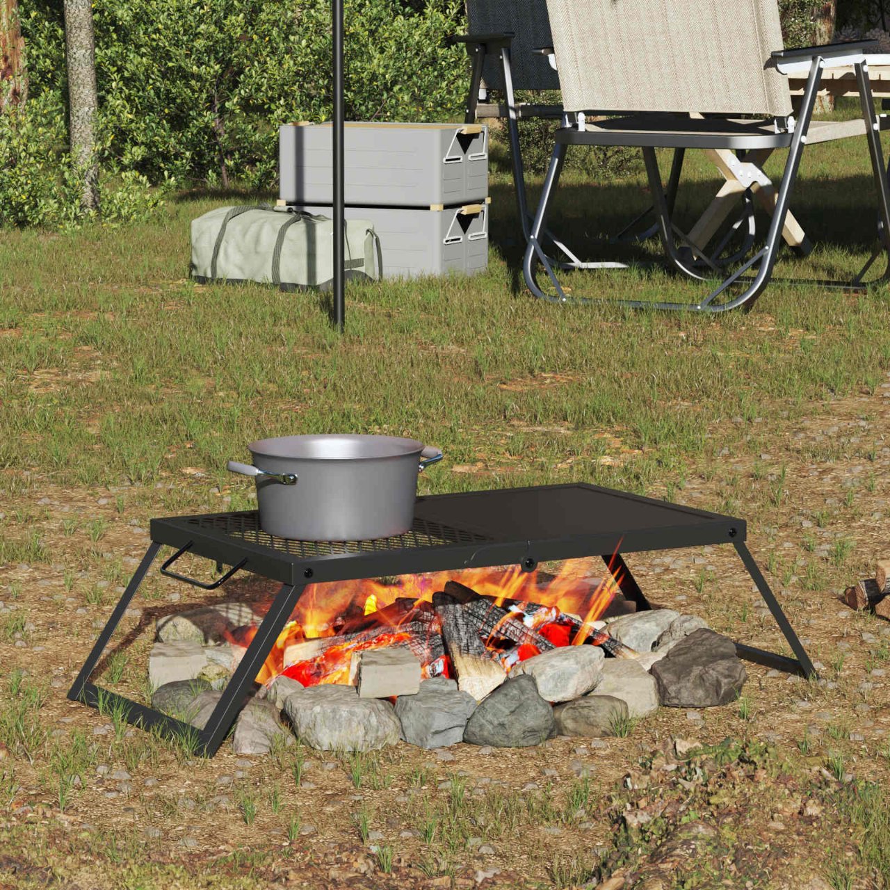 Faltbarer Campinggrill Schwarz 58 x 31 x 2 cm Legierter Stahl