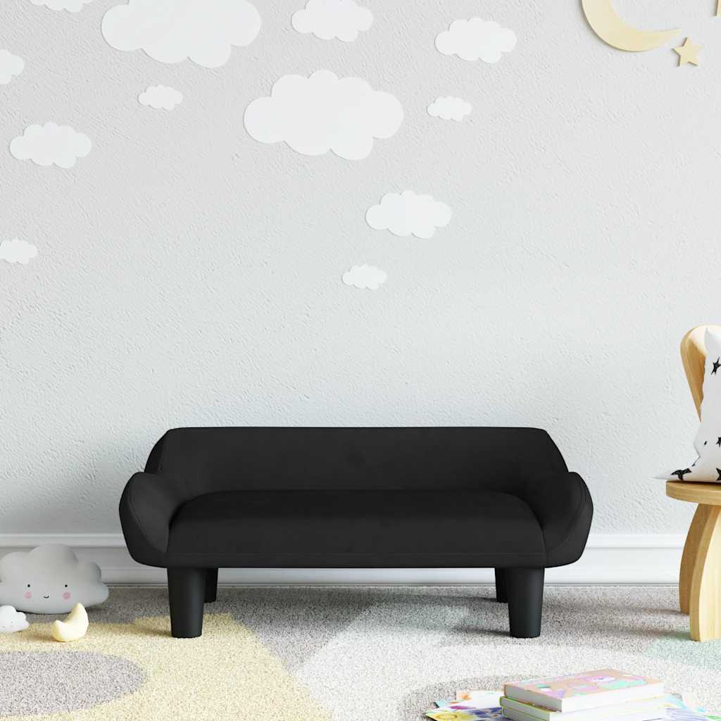 Kindersofa Hellgrau 70x40x24 cm Samt