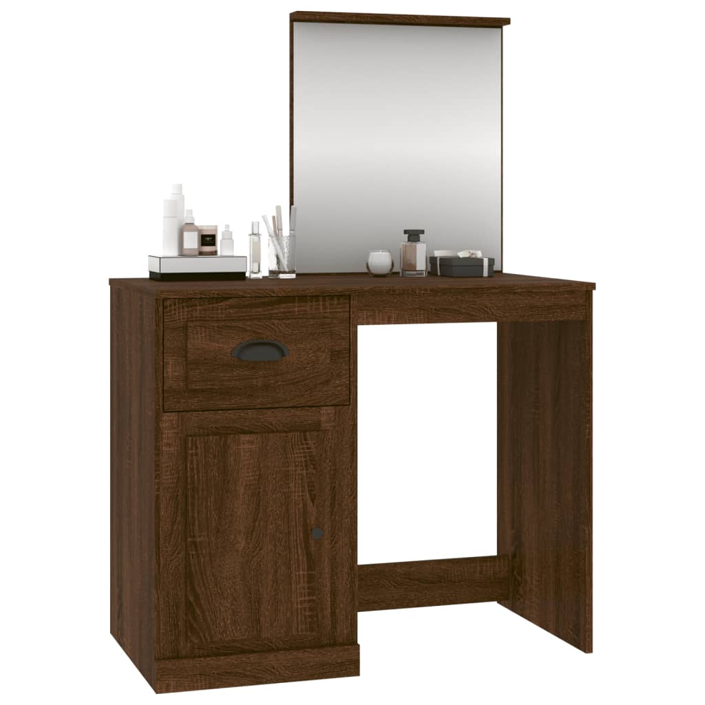 Schminktisch mit Spiegel Weiß 90x50x132,5 cm Holzwerkstoff