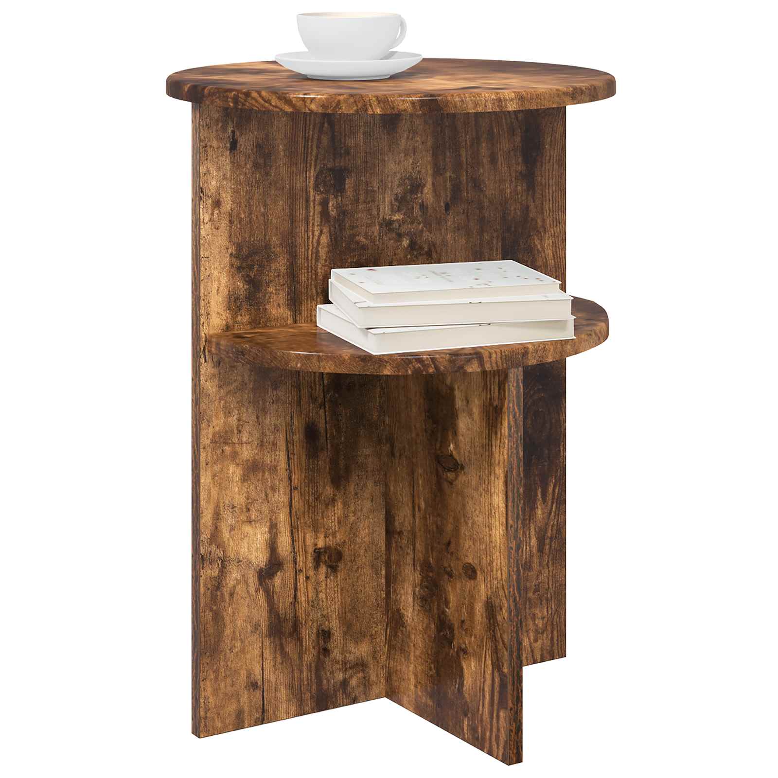 Beistelltisch mit Speicher Weiß Ø 39,5 x 55 cm Holzwerkstoff