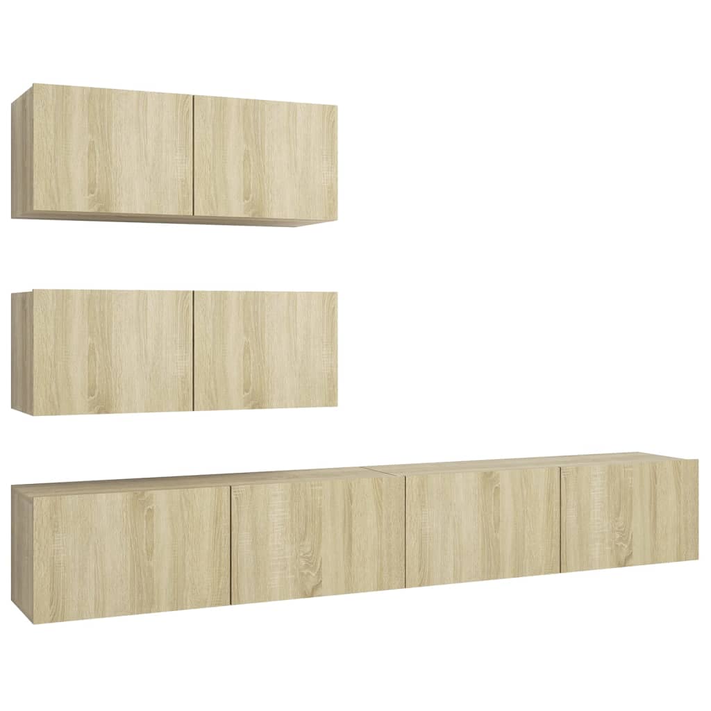 4-tlg. TV-Schrank-Set Weiß Holzwerkstoff