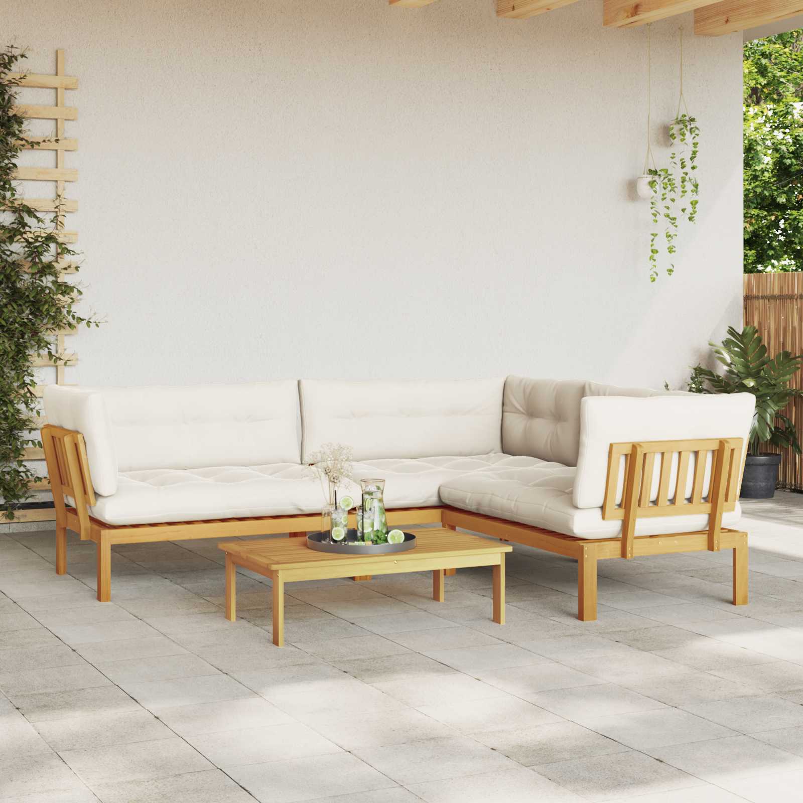 3-tlg. Garten-Sofagarnitur aus Paletten Massivholz Akazie
