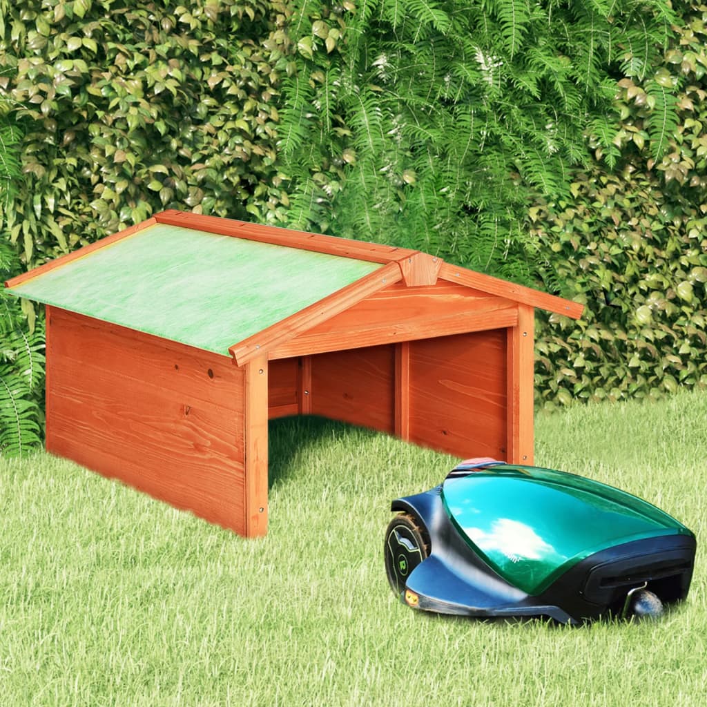 Roboter-Rasenmäher Garage 72x87x50 cm Grau Weiß Tannenholz