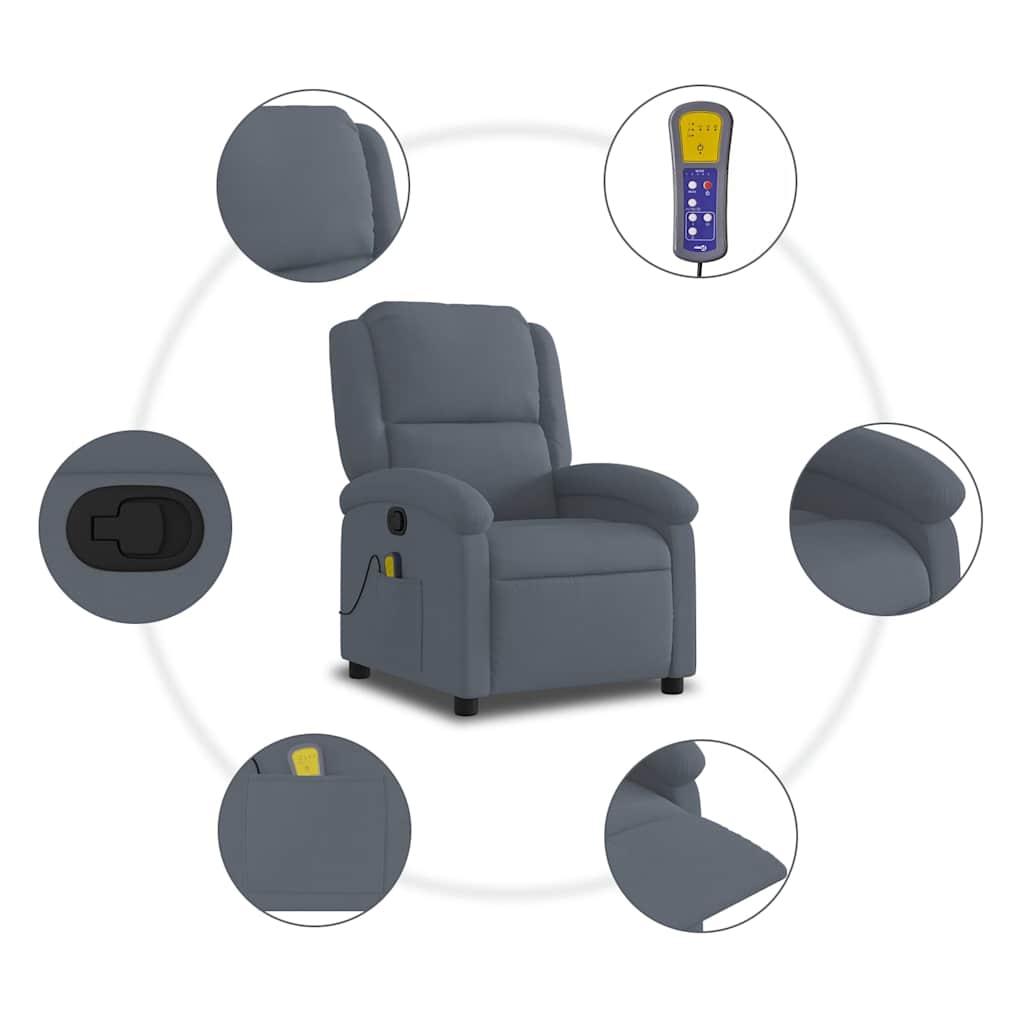 Massage-Relaxsessel, hellgrauer Samt