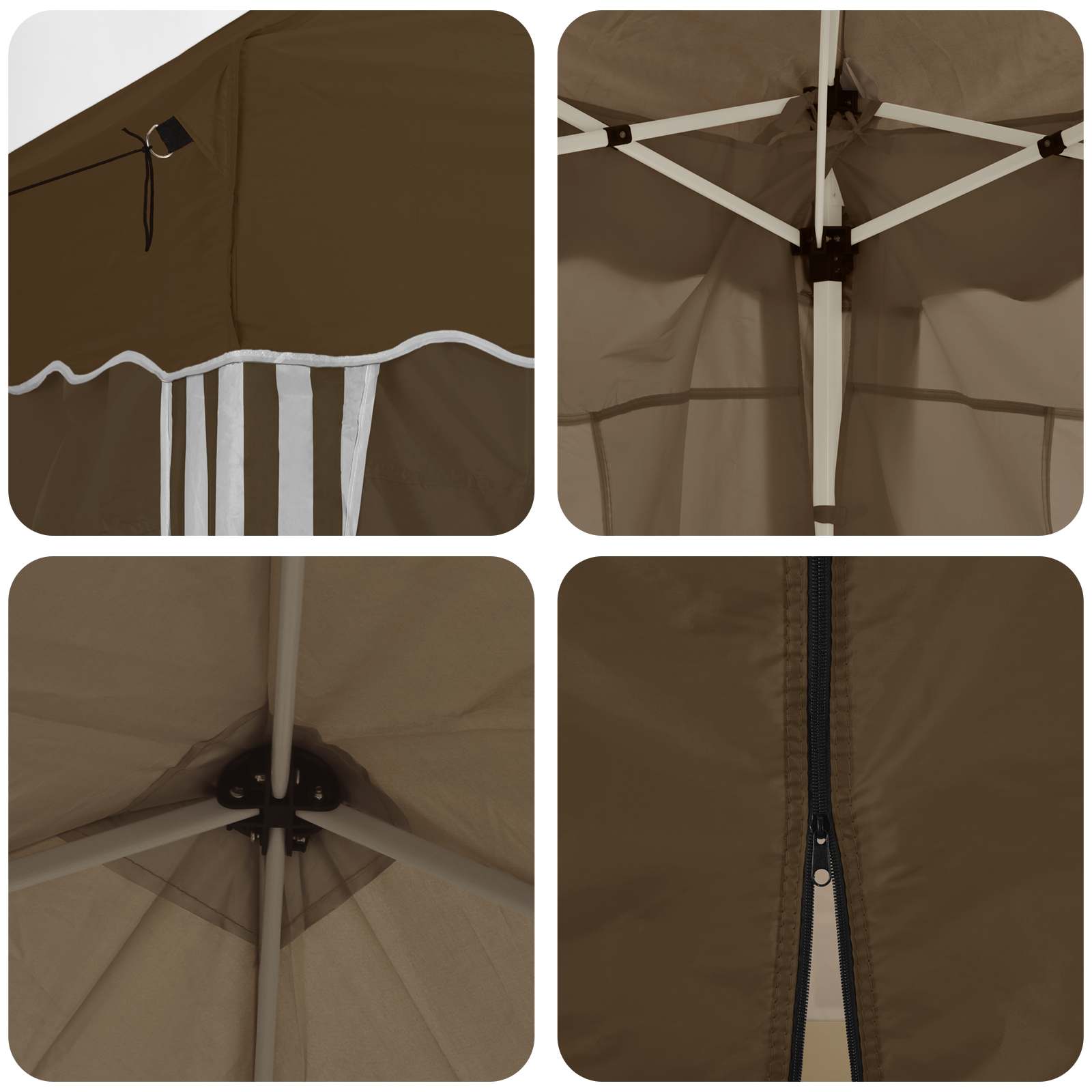 Pop-up Partyzelt 288 x 288 x 245 cm Creme Oxford-Stoff