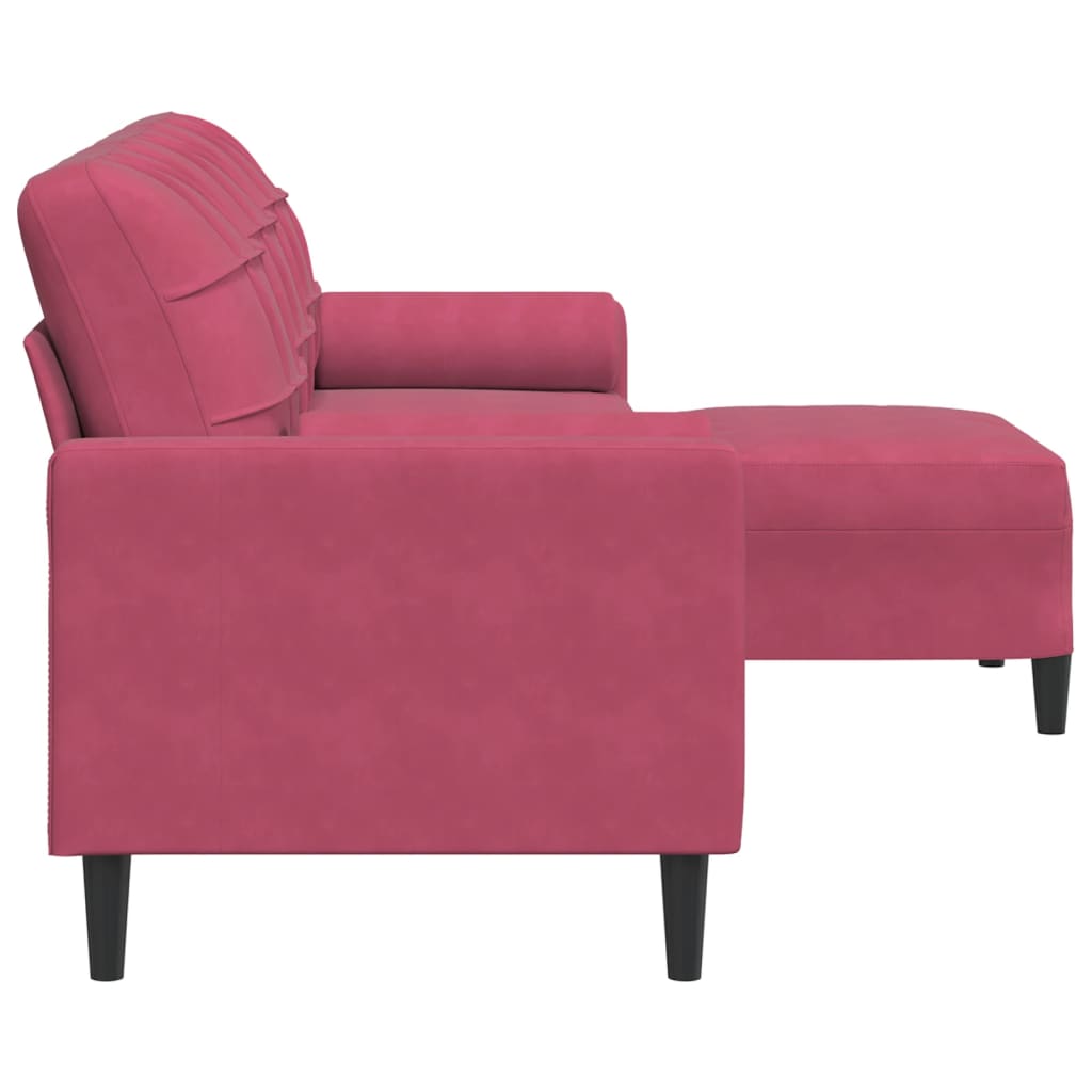 3-Sitzer-Sofa mit Hocker Hellgrau 180 cm Samt