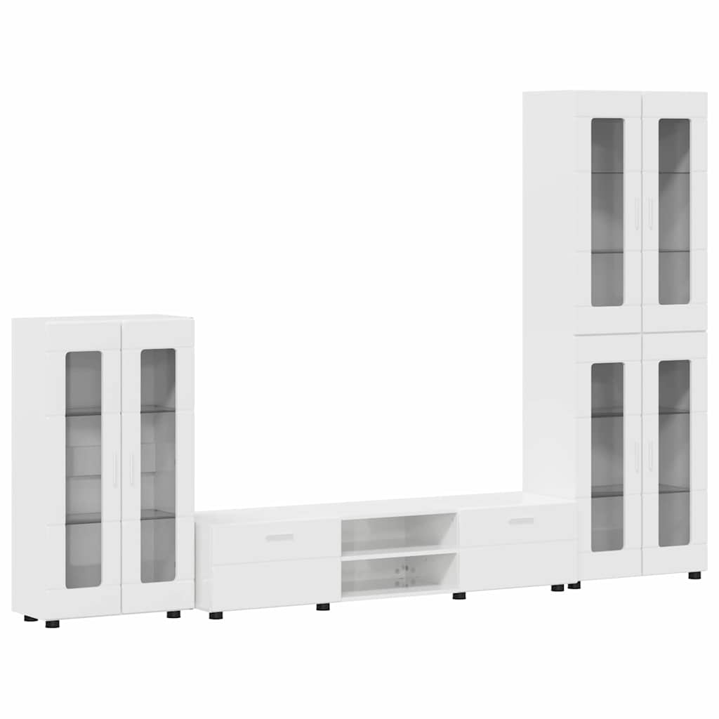 Highboard mit Regal FLORIN Weiß 60 x 35 x 182 cm Holzwerkstoff