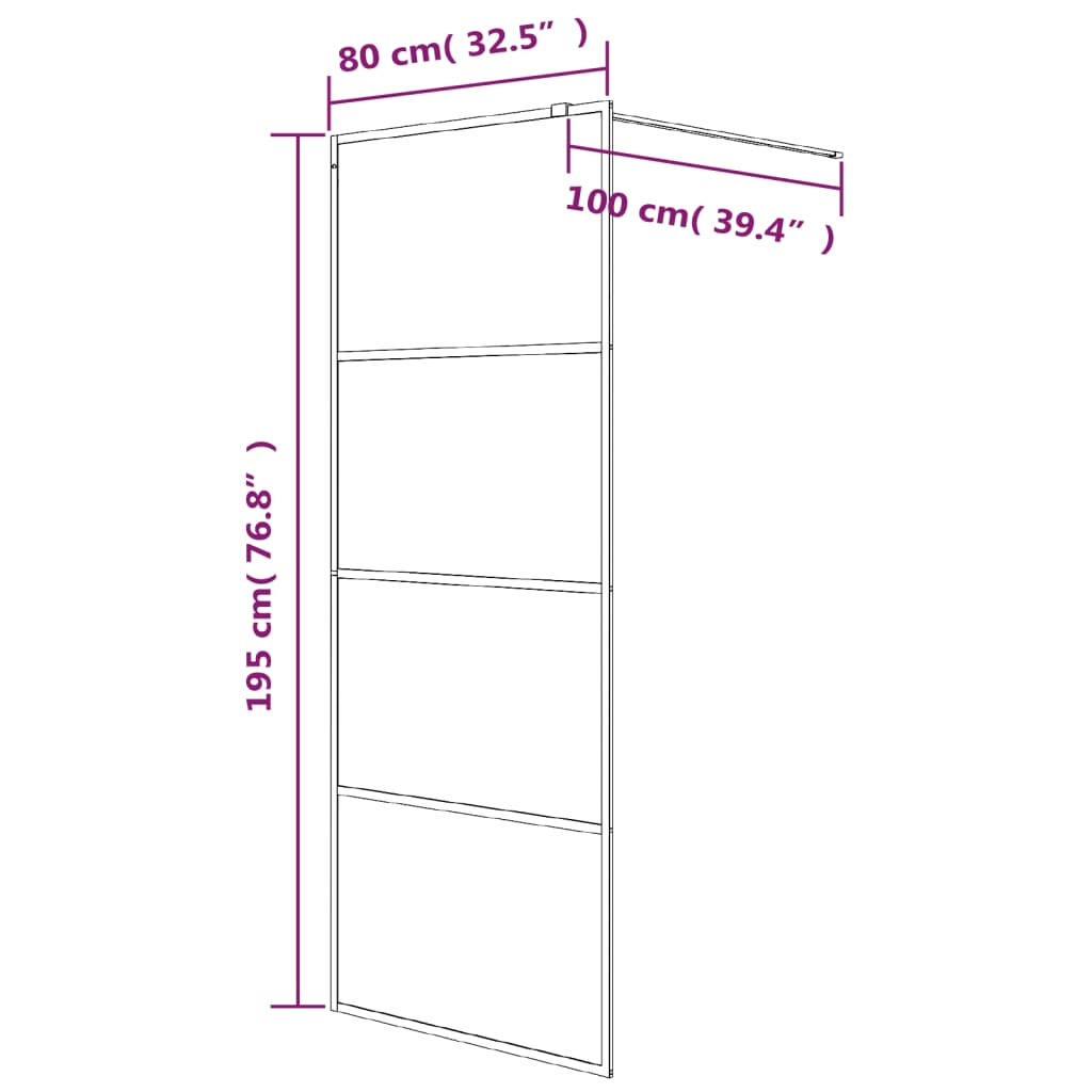Duschwand für Begehbare Dusche mit Klarem ESG Glas 80x195 cm