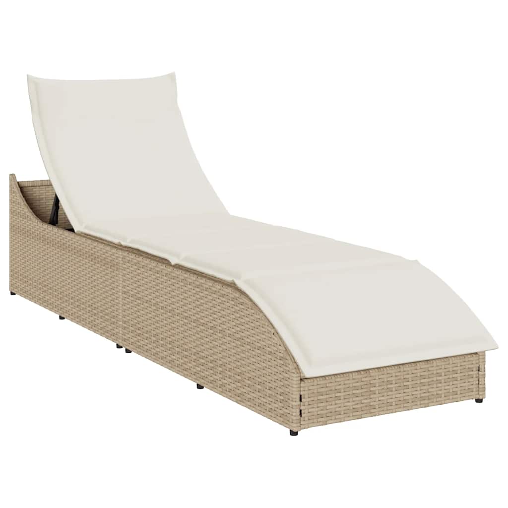 Klappliege mit Auflage und Stauraum Schwarz Poly-Rattan