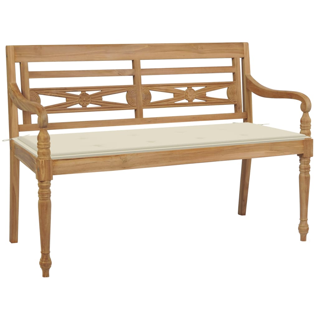 Batavia-Gartenbank mit Anthrazit Kissen 120 cm Teak Massivholz