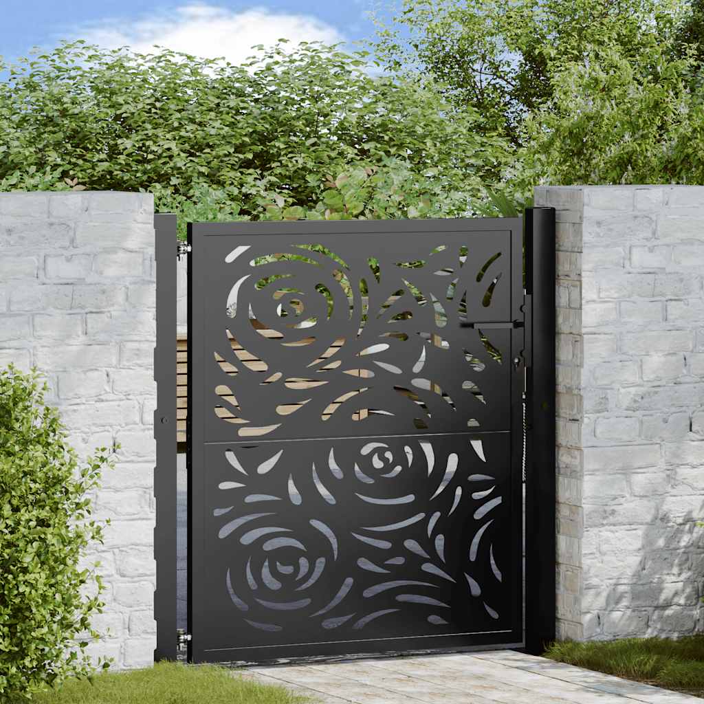 Gartentor Schwarz 100x100 cm Stahl Lichtdesign