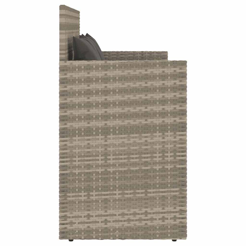 Gartenbank mit Kissen Schwarz Poly Rattan