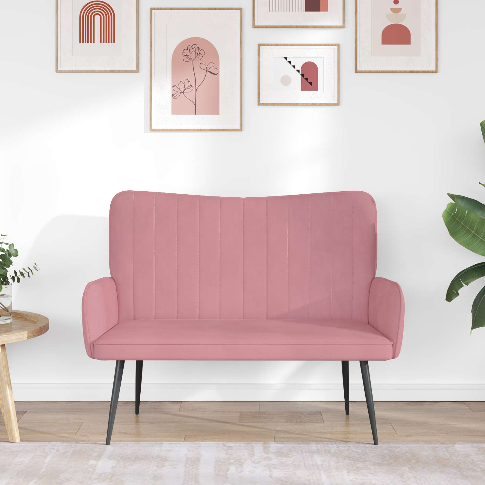 2-Sitzer Sofa Hellgrau 115 x 61 x 87 cm Samt (V)