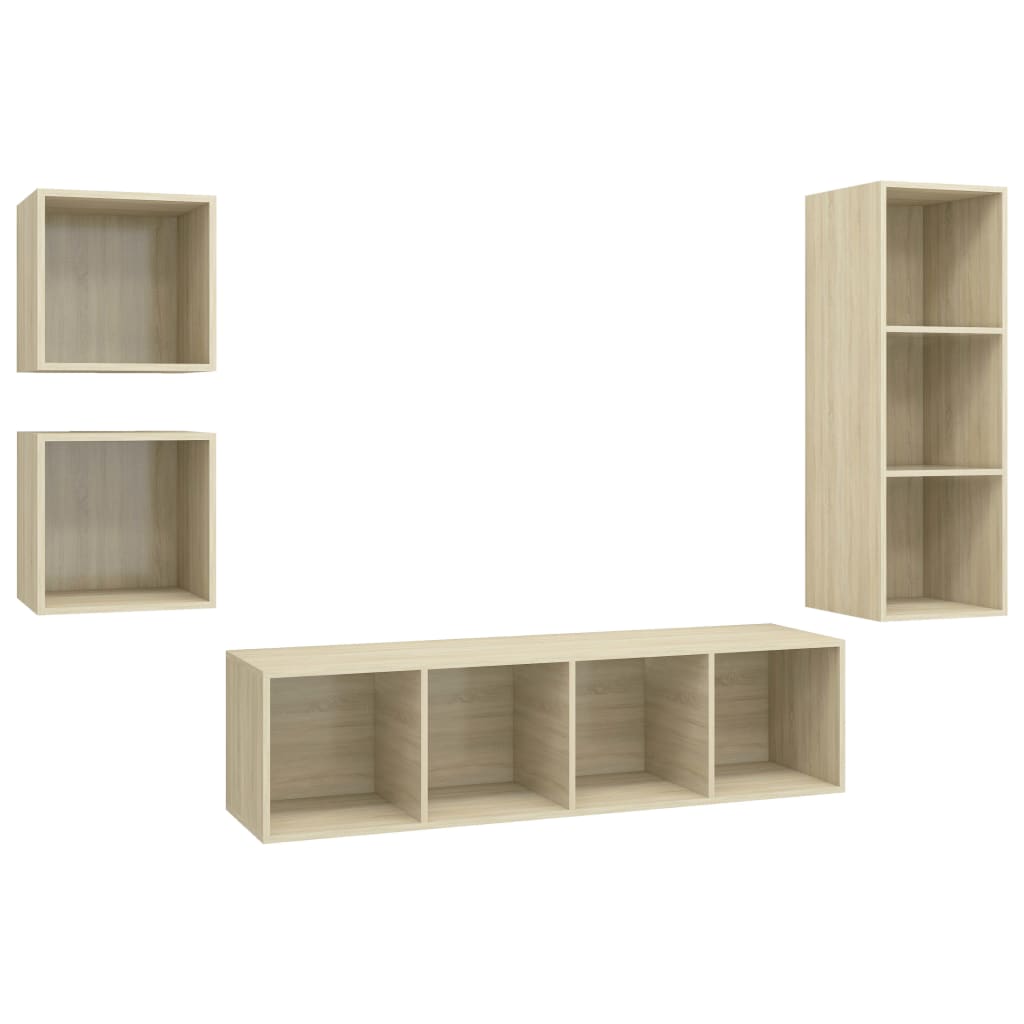4-tlg. TV-Schrank-Set Weiß Holzwerkstoff