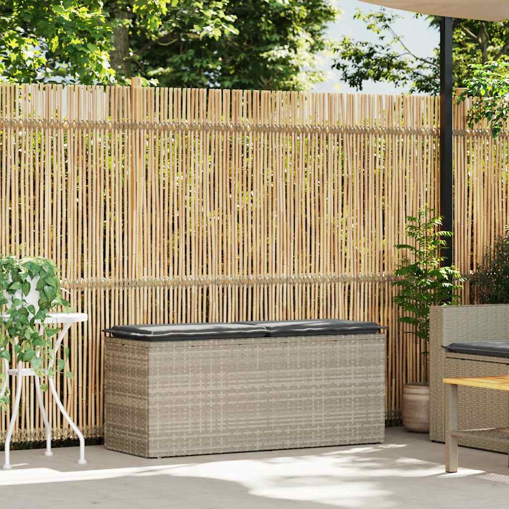 Gartenbank mit Kissen Schwarz 110x40x44 cm Poly Rattan