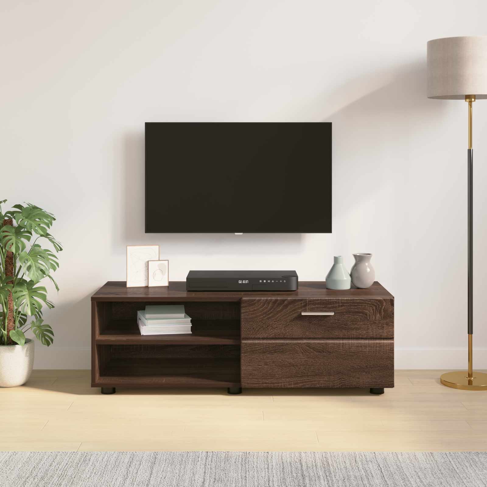 Highboard mit Regal FLORIN Weiß 60 x 35 x 182 cm Holzwerkstoff